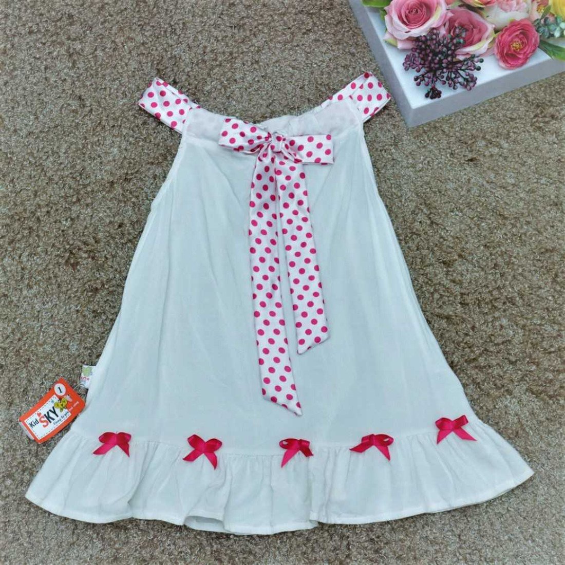 váy 2 dây lanh bé gái - V265-kidsky-bán sỉ váy 2 dây lanh bé gái - V265 váy 2 dây lanh bé gái - V265-